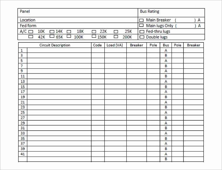 Electric Panel Schedule Template Awesome Download Single Phase Panel Schedule Template Pdf Download