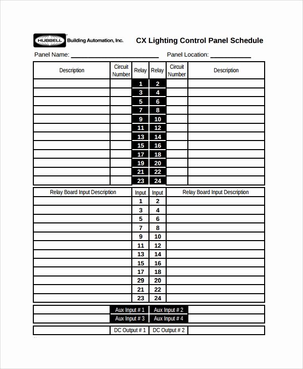 Electric Panel Schedule Template Best Of Sample Panel Schedule Template 7 Free Documents