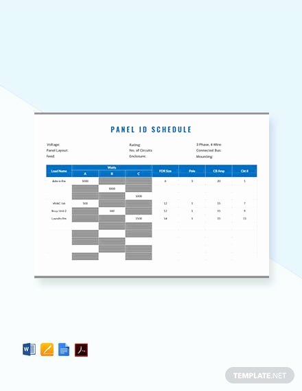 Electric Panel Schedule Template Inspirational Free Electrical Panel Schedule Template Download 173