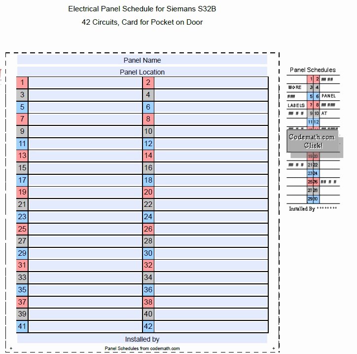 Electric Panel Schedule Template New 5 Free Panel Schedule Templates In Ms Word and Ms Excel