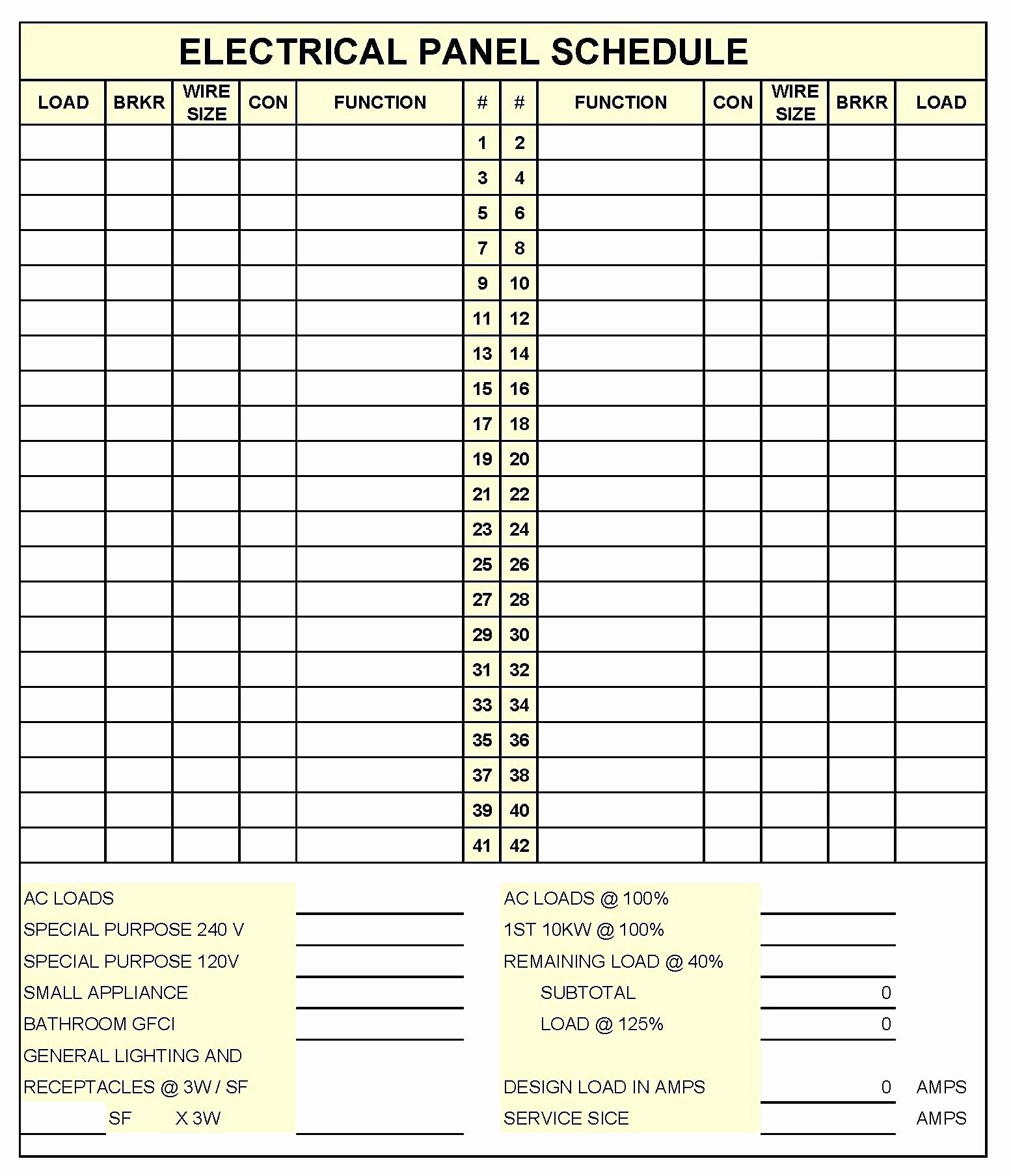 Electric Panel Schedule Template Unique Electrical Panel Schedule Template Excel