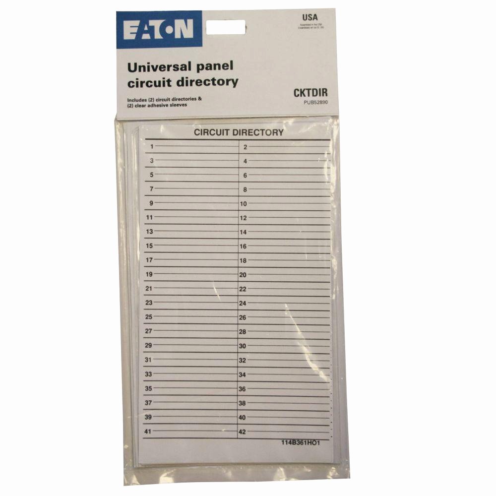 Electrical Panel Directory Template Fresh Eaton Load Center Circuit Directory 2 Pack Cktdir the