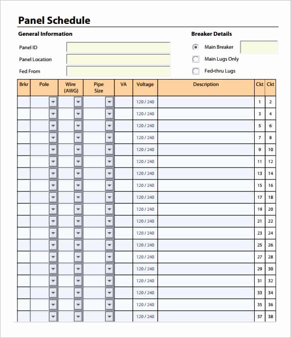 Electrical Panel Schedule Template Excel Luxury 4 Panel Schedule Templates Word Excel