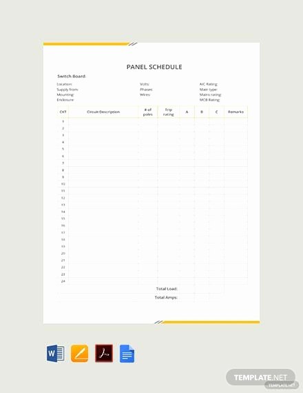 Electrical Panel Schedule Template Pdf Luxury Free Electrical Panel Schedule Template Download 173