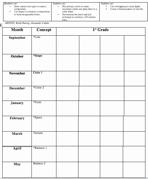 Elementary Art Lesson Plan Template Lovely You asked Planning Matrix the Art Of Ed