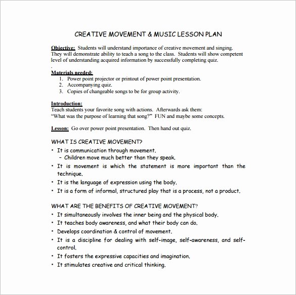 Elementary Music Lesson Plan Template Inspirational Music Lesson Plan Template