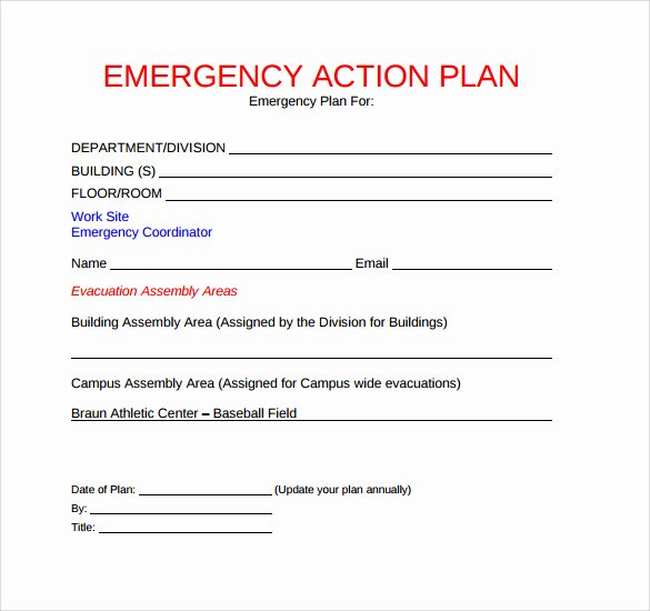 Emergency Action Plan Template Inspirational Sample Emergency Action Plan 11 Free Documents In Word Pdf