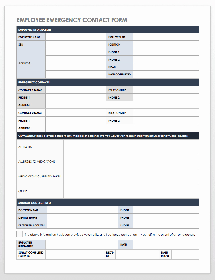 Emergency Contact form Template Best Of Free Contact List Templates