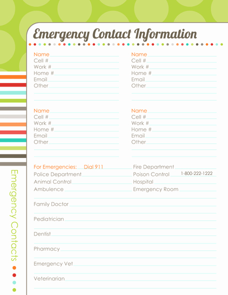 Emergency Contact form Template Best Of organizing Planner the Harmonized House Project