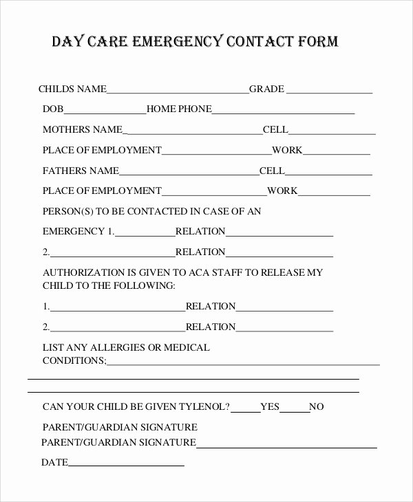 Emergency Contact form Template Elegant 8 Sample Emergency Contact forms Pdf Doc