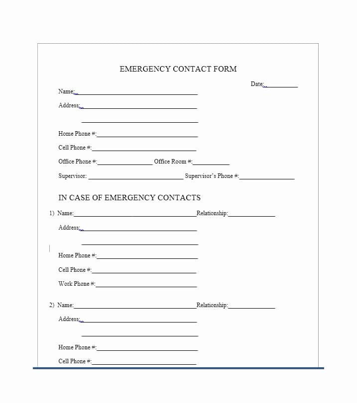 Emergency Contact form Template Luxury 54 Free Emergency Contact forms [employee Student]