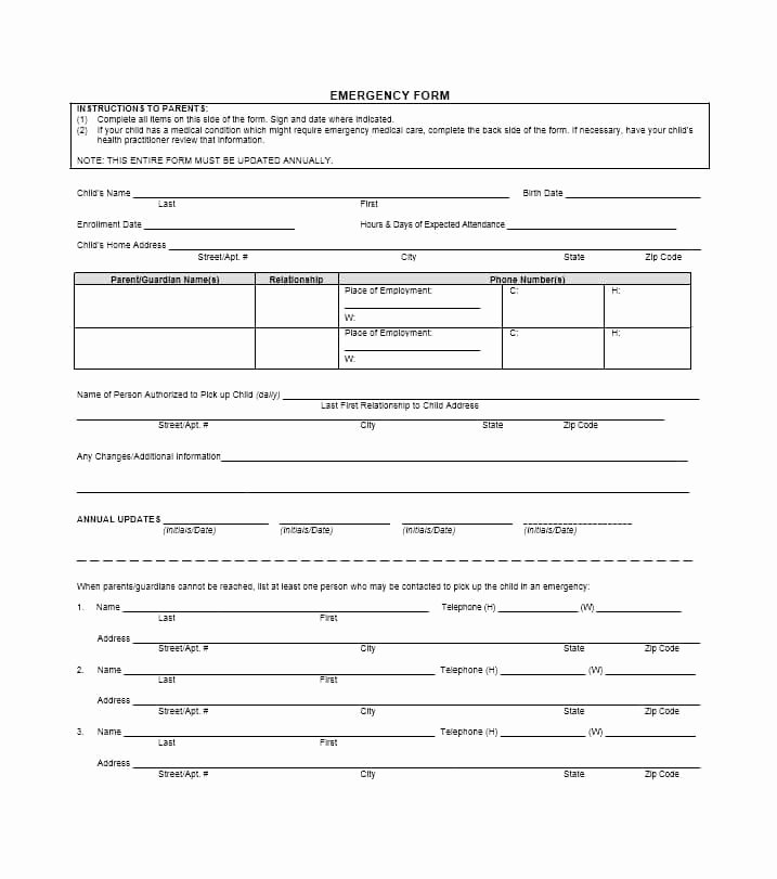 Emergency Contacts form Templates Best Of 54 Free Emergency Contact forms [employee Student]