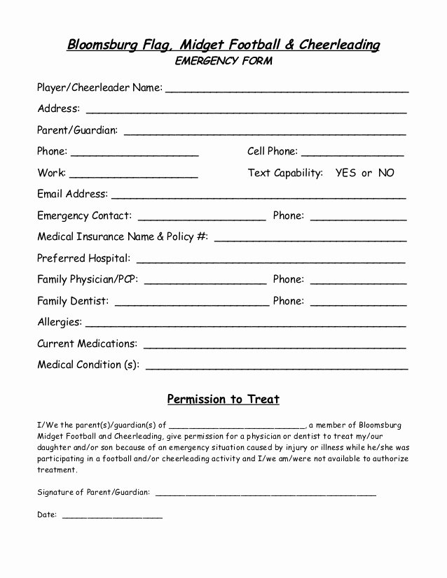 Emergency Contacts form Templates Inspirational Emergency form
