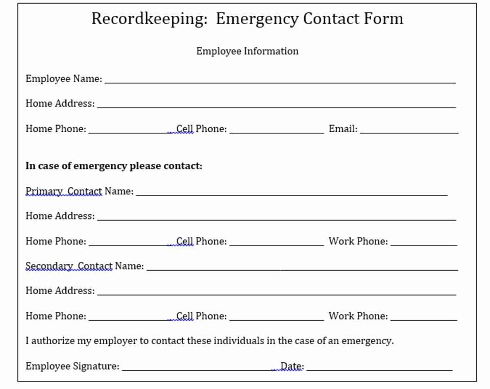 Emergency Contacts form Templates New why Your Pany Needs to Keep Emergency Contact