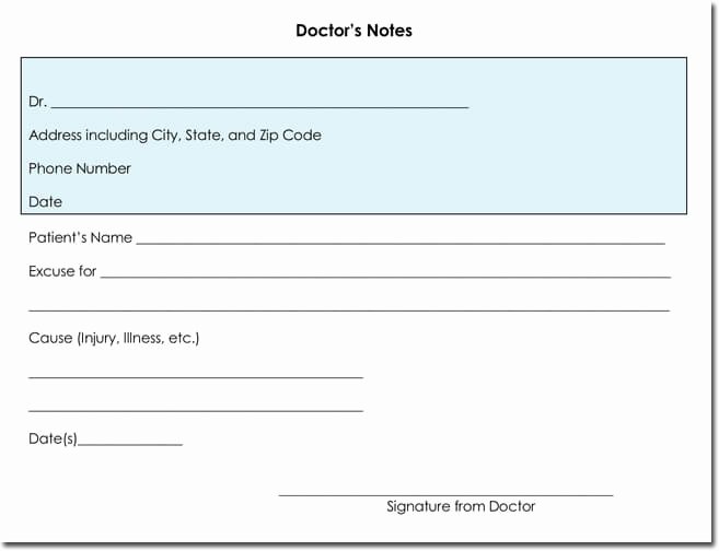 doctors note templates