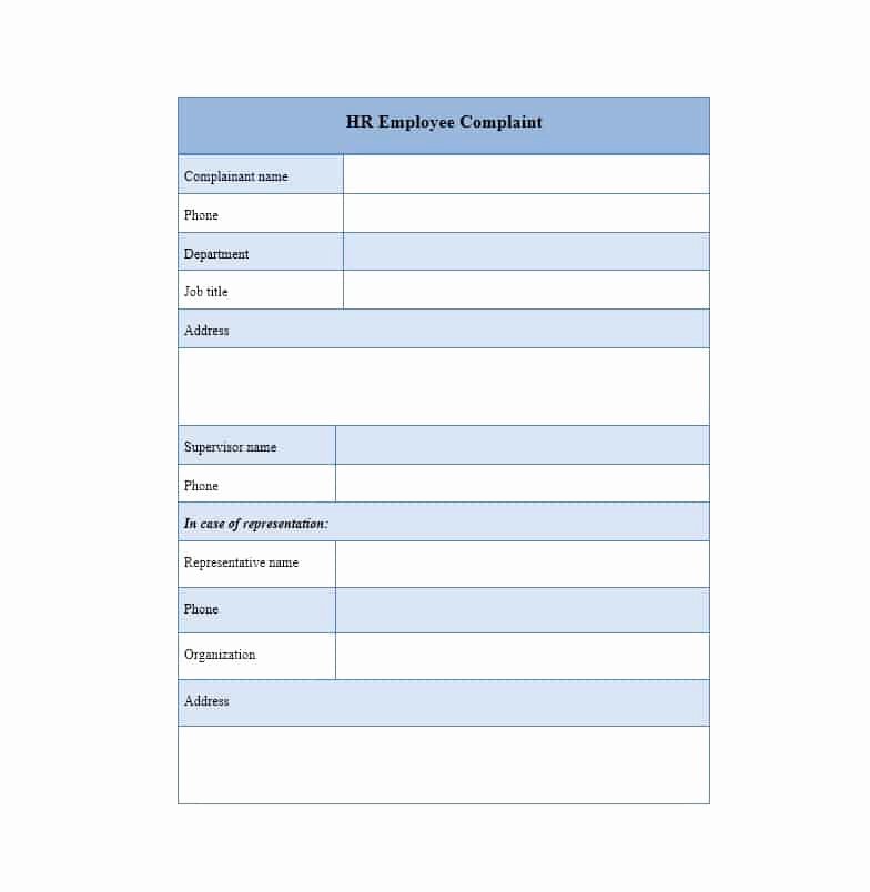 Employee Complaint form Template Best Of 49 Employee Plaint form &amp; Letter Templates Template