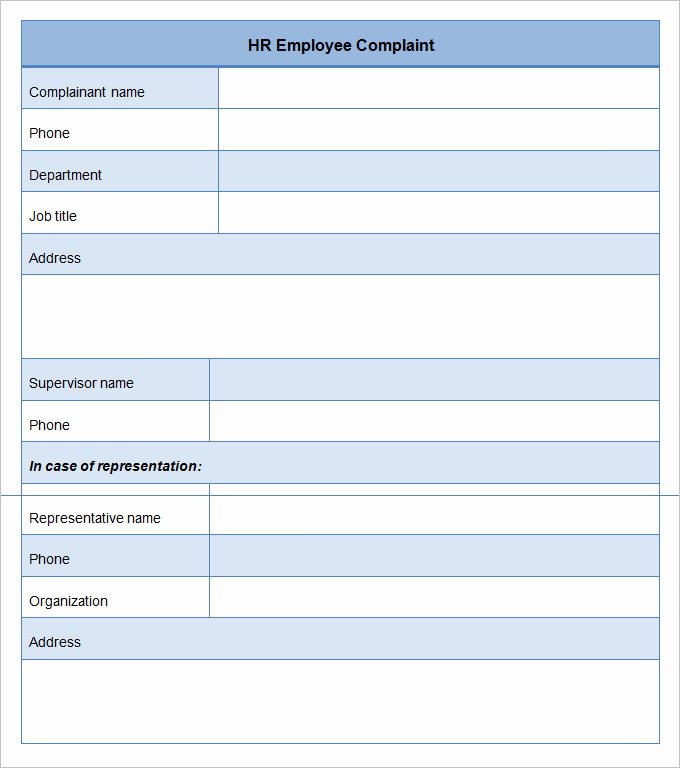Employee Complaint form Template Elegant 23 Hr Plaint forms Free Sample Example format