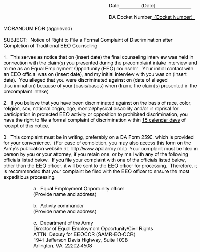 Employee Counseling form Template Awesome Best S Of formal Letter Plaint Discrimination