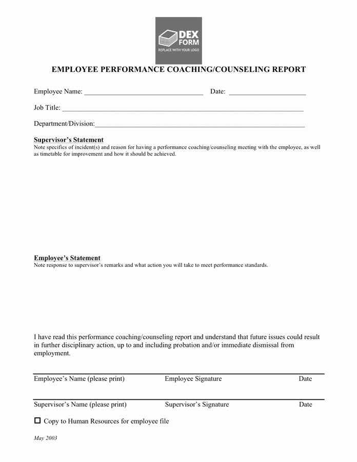 Employee Counseling form Template Awesome Employee Performance Coaching Counseling Report In Word