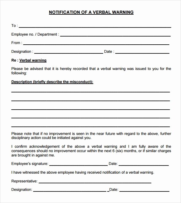 Employee Counseling form Template Elegant 10 Verbal Warning Templates Pdf Word Apple Pages
