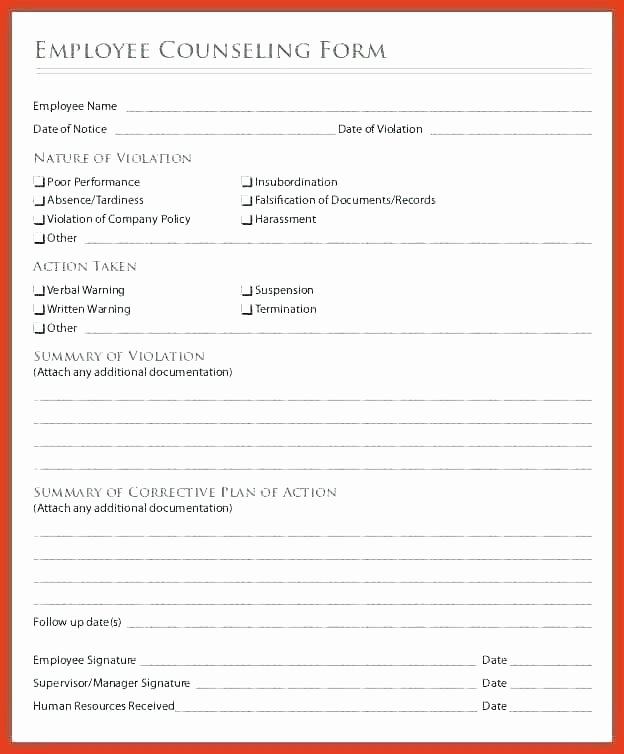 Employee Counseling form Template Unique Warning form Template