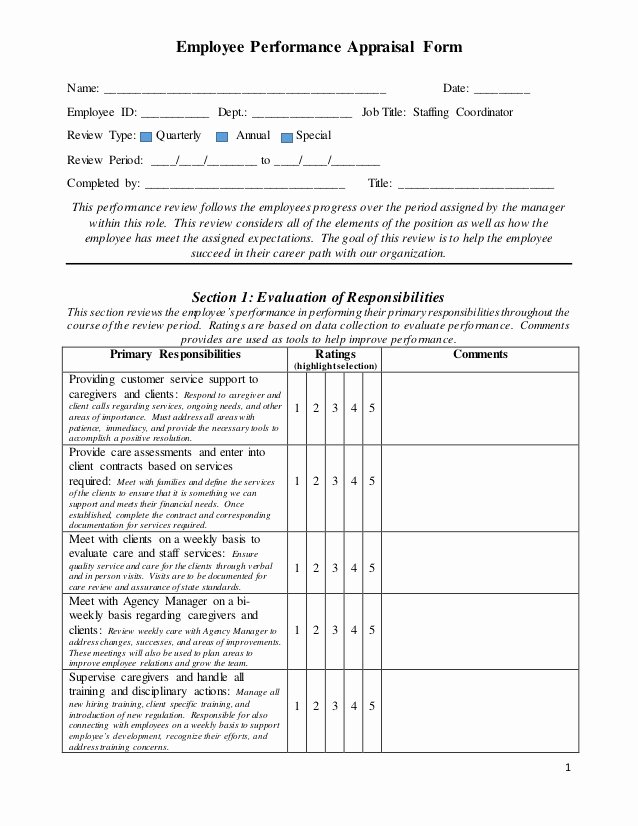 Employee Evaluation form Template Beautiful Custom Performance Appraisal Review form