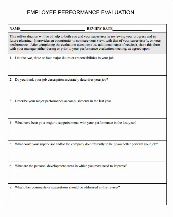 Employee Evaluation form Template Unique Employee Evaluation form Sample – 13 Free Examples format