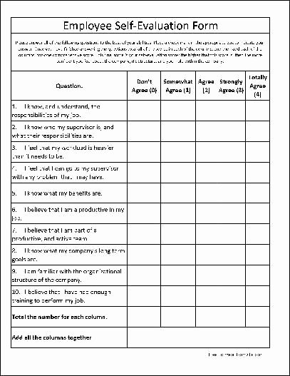 Employee Evaluation form Templates Elegant Free Basic Employee Self Evaluation form From formville
