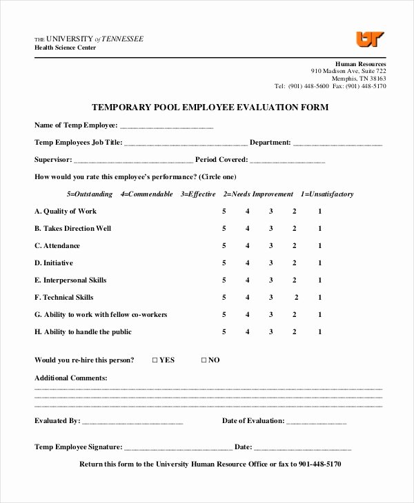 Employee Evaluation form Templates Inspirational Employee Evaluation form Example 13 Free Word Pdf
