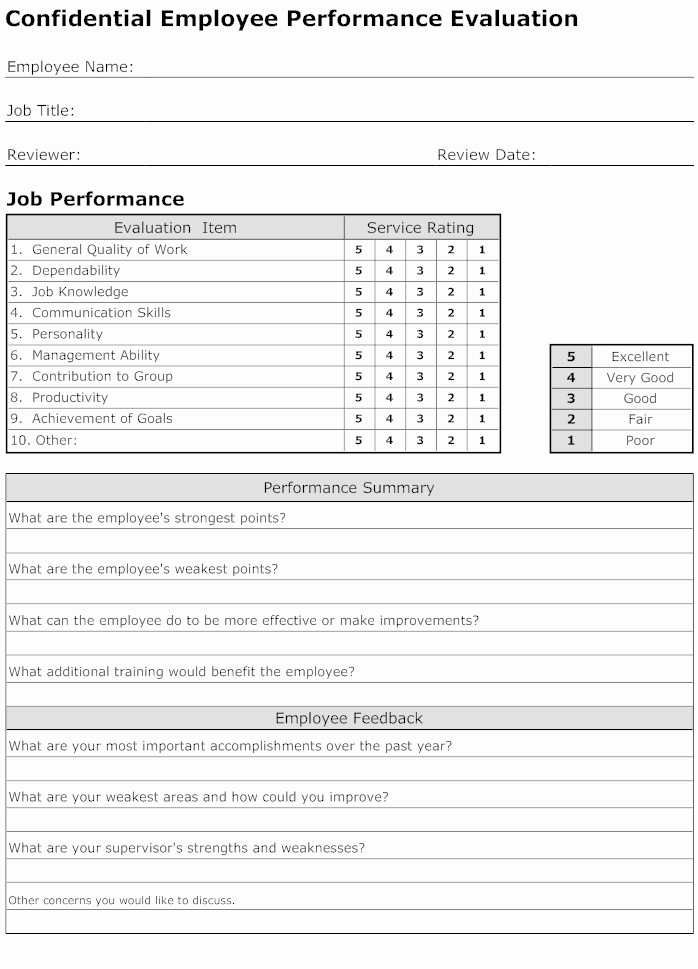 Employee Evaluation forms Templates Elegant Employee Performance Evaluation form Template Connections