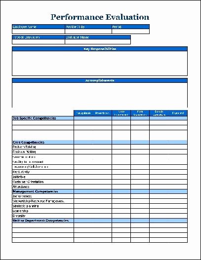 Employee Evaluation forms Templates Inspirational Employee Performance Evaluation form Pdf