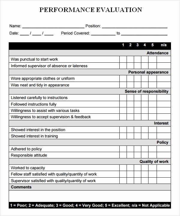 Employee Evaluation forms Templates Inspirational Performance Evaluation 6 Free Download for Word Pdf
