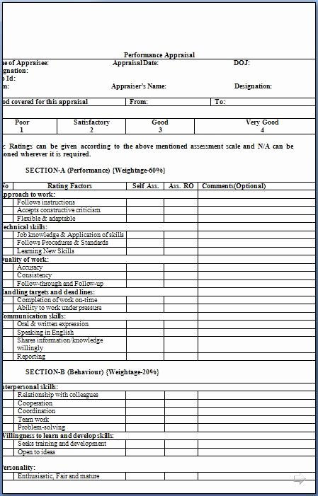 Employee Evaluation forms Templates Lovely Employee Review Template Word Google Search