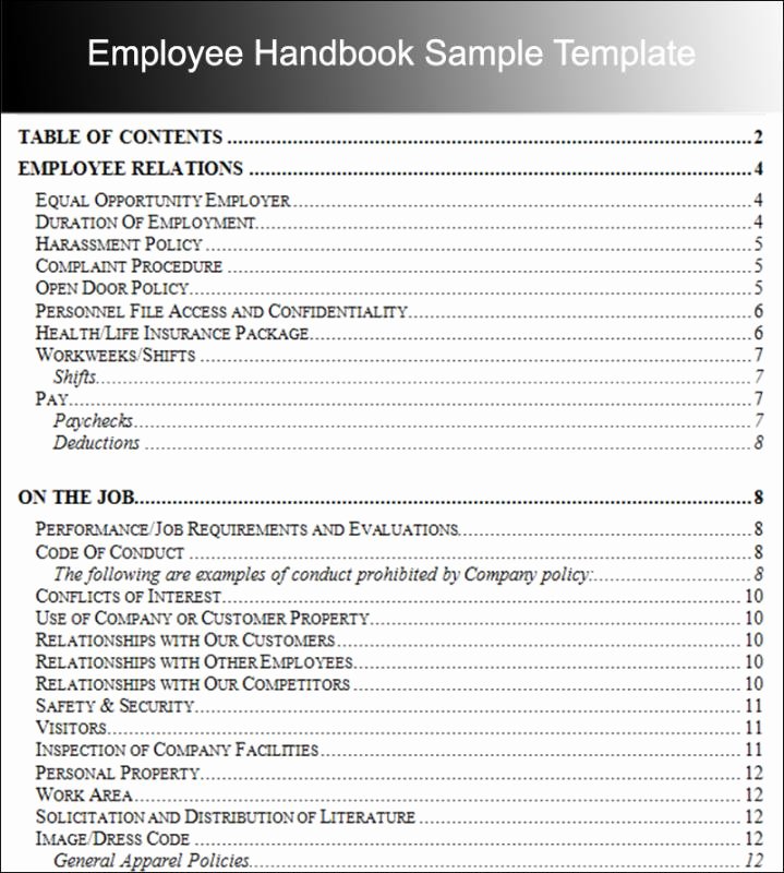 Employee Handbook Template Word Elegant Employee Handbook Examples