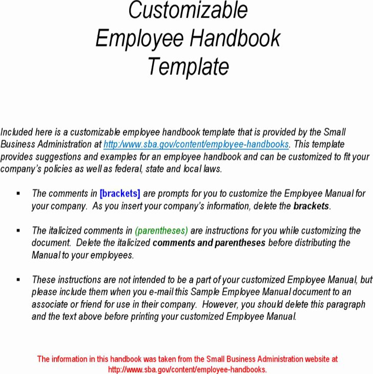 Employee Handbook Template Word Luxury Sample Employee Handbook &amp; Manual Templates