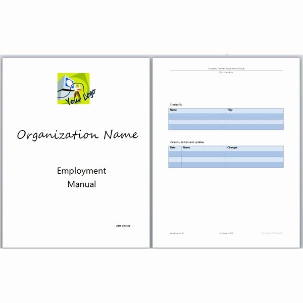 Employee Handbook Template Word Unique Microsoft Word Manual Template Basic and Employment