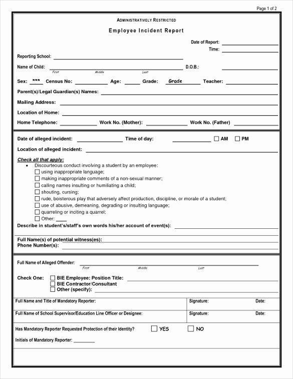 Employee Incident Report Template Lovely Employee Incident Report Template 10 Free Pdf Word