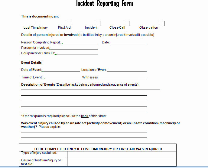 Employee Incident Report Template Unique Get Employee Incident Report form Doc Project Management