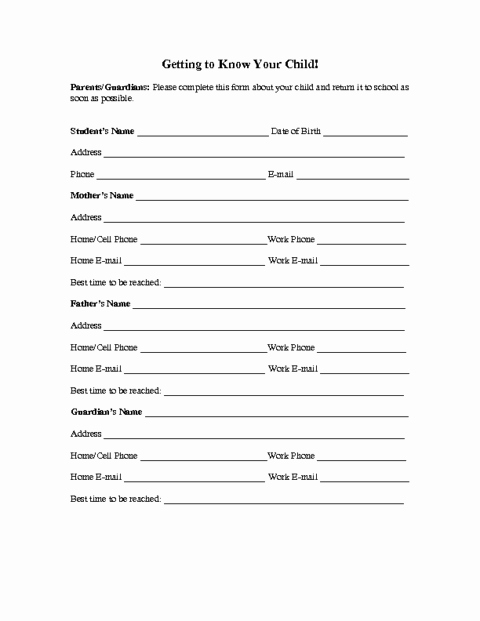 Employee Information forms Templates Lovely Information forms Template