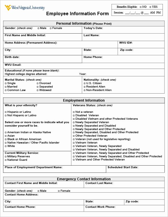 Employee Information forms Templates New 7 Sample New Hire Processing forms Free Download