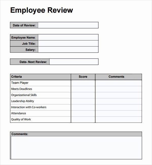 Employee Performance Review Template Awesome Employee Performance Review Template