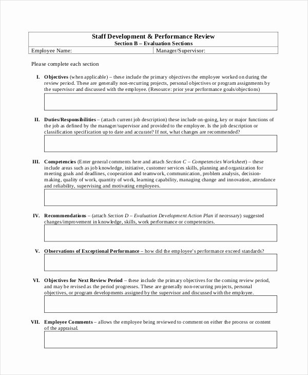 Employee Performance Review Template Lovely Performance Review Template 11 Free Word Pdf Documents