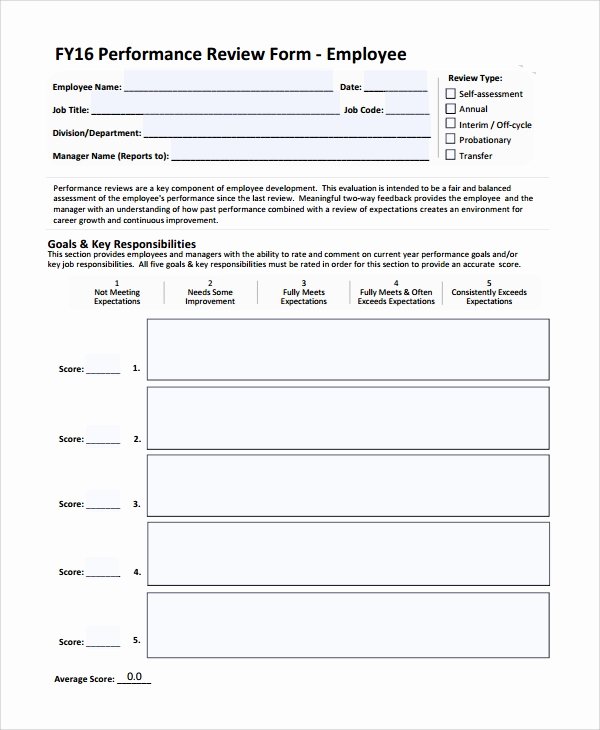 Employee Self Evaluation Template Luxury Sample Self Review Template 6 Free Documents Download