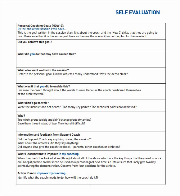 Employee Self Evaluation Template Unique Self assessment – 6 Example format