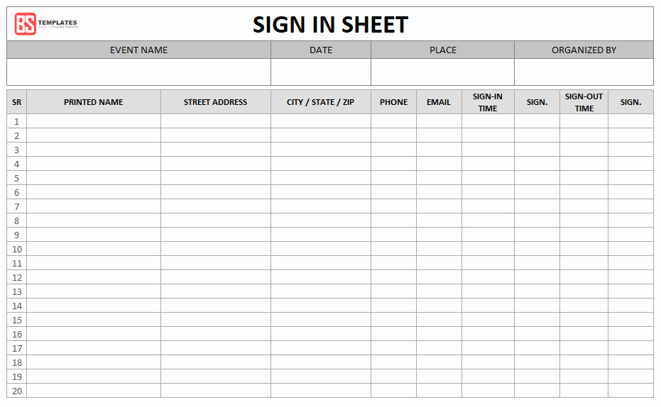 Employee Sign In Sheet Template Awesome Printable Sign In Sheet Templates Blank Employee Signup