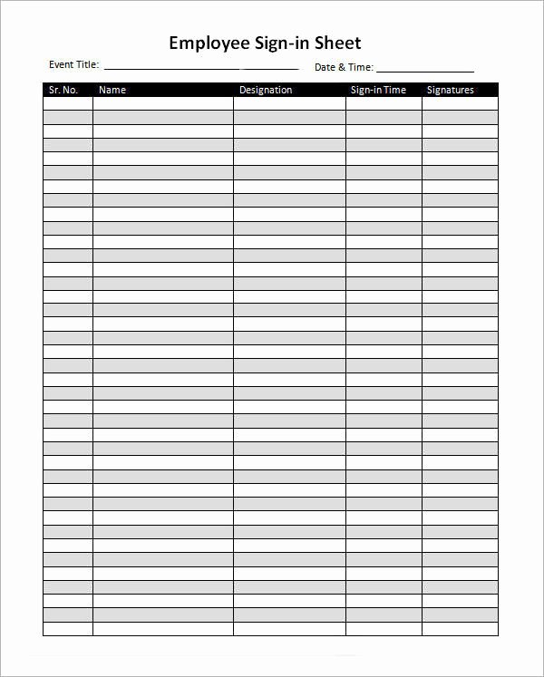 Employee Sign In Sheet Template Best Of 25 Excellent Sign In Sheet Templates for Your