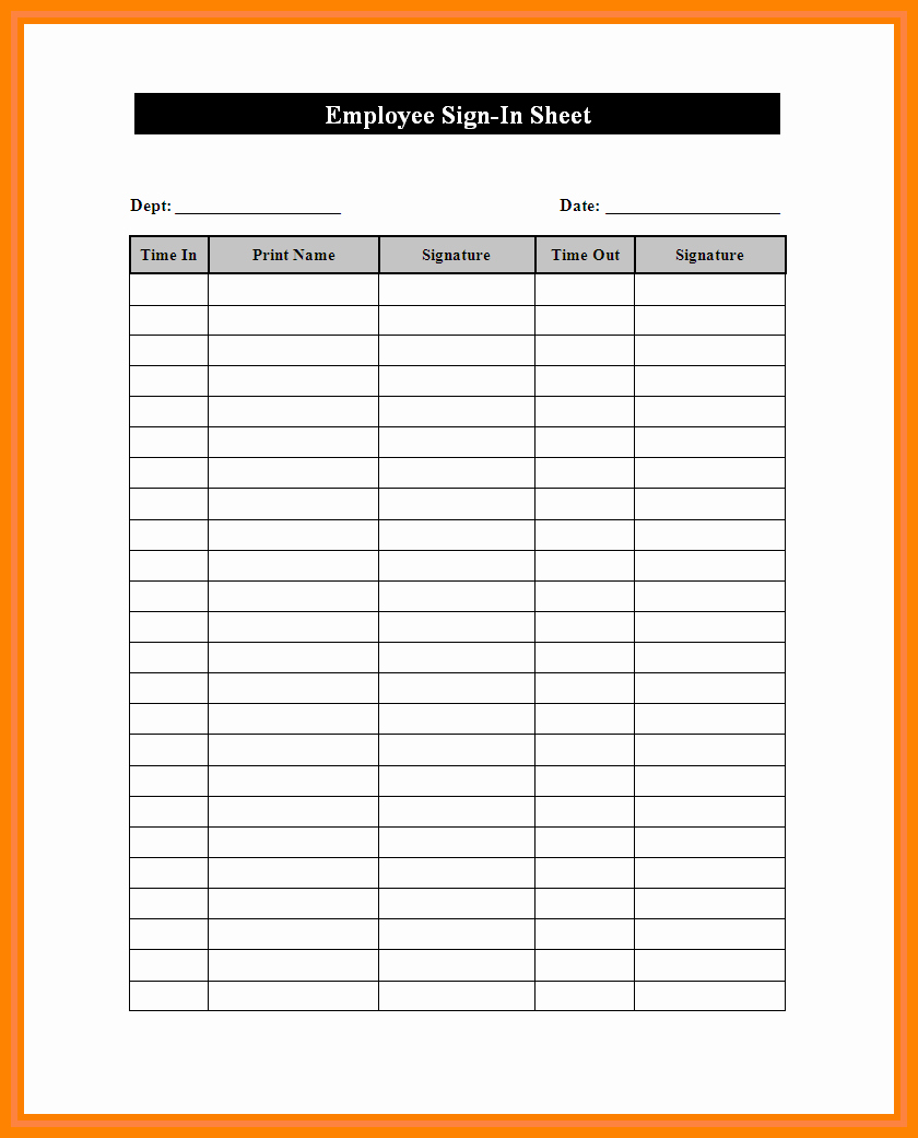 Employee Sign In Sheet Template Elegant 9 Paycheck Sign Out Sheet