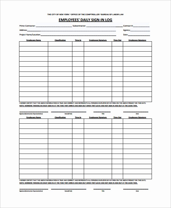 Employee Sign In Sheet Template Elegant Employee Sign In and Out Sheet
