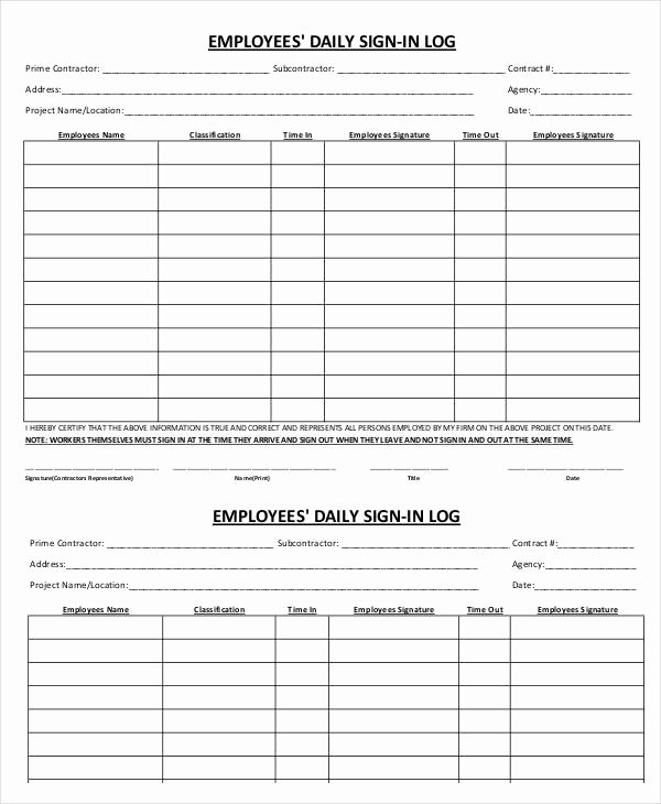 Employee Sign In Sheet Template Inspirational Employee Sign In Sheets 10 Free Word Pdf Excel