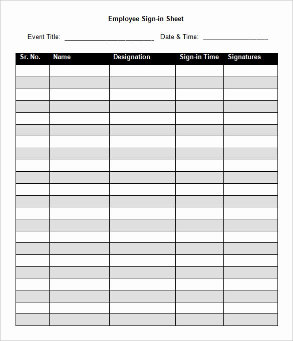 Employee Sign In Sheet Template Lovely 75 Sign In Sheet Templates Doc Pdf